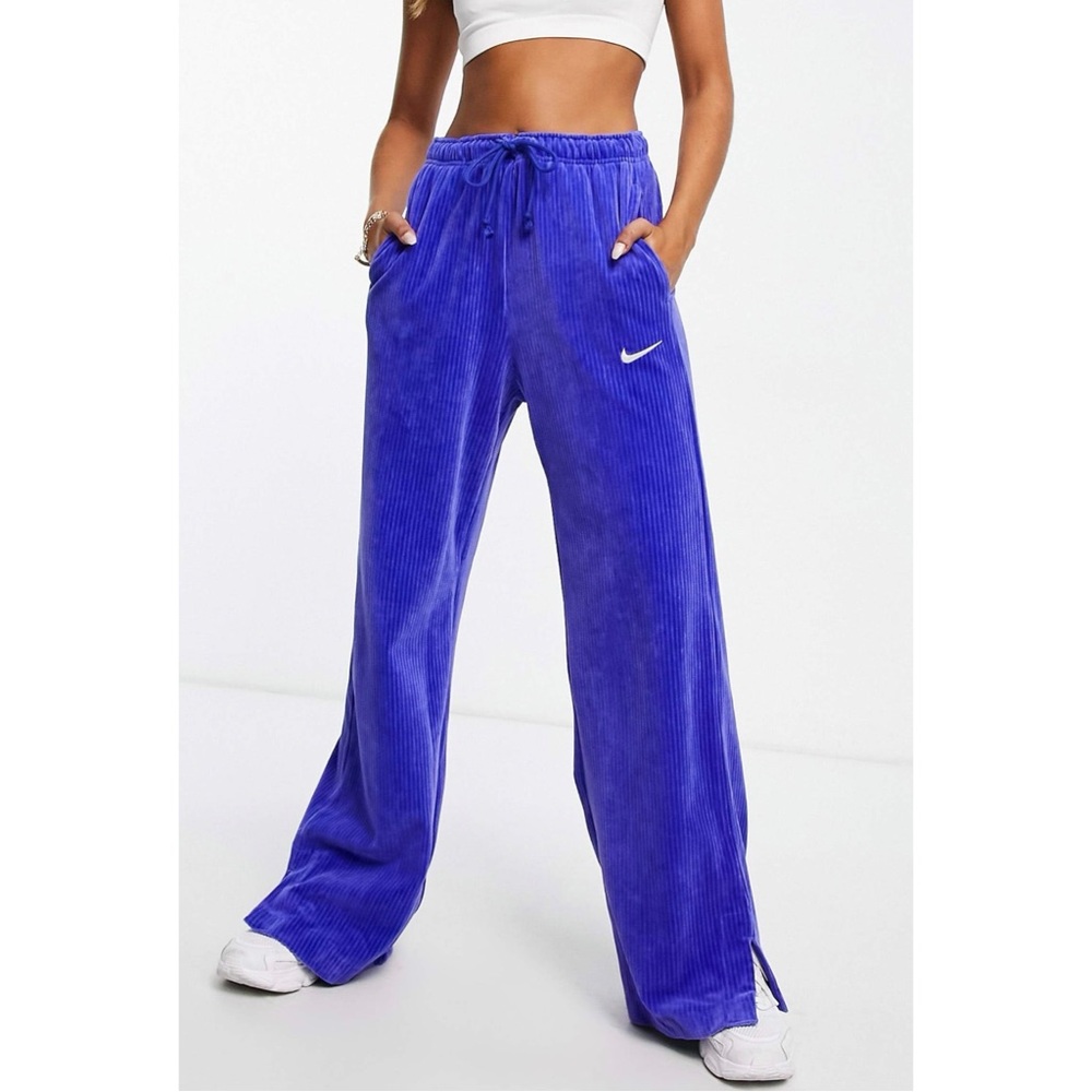 Nike Ribbed Velour High Rise Wide Leg Pants - Picture 3 of 12